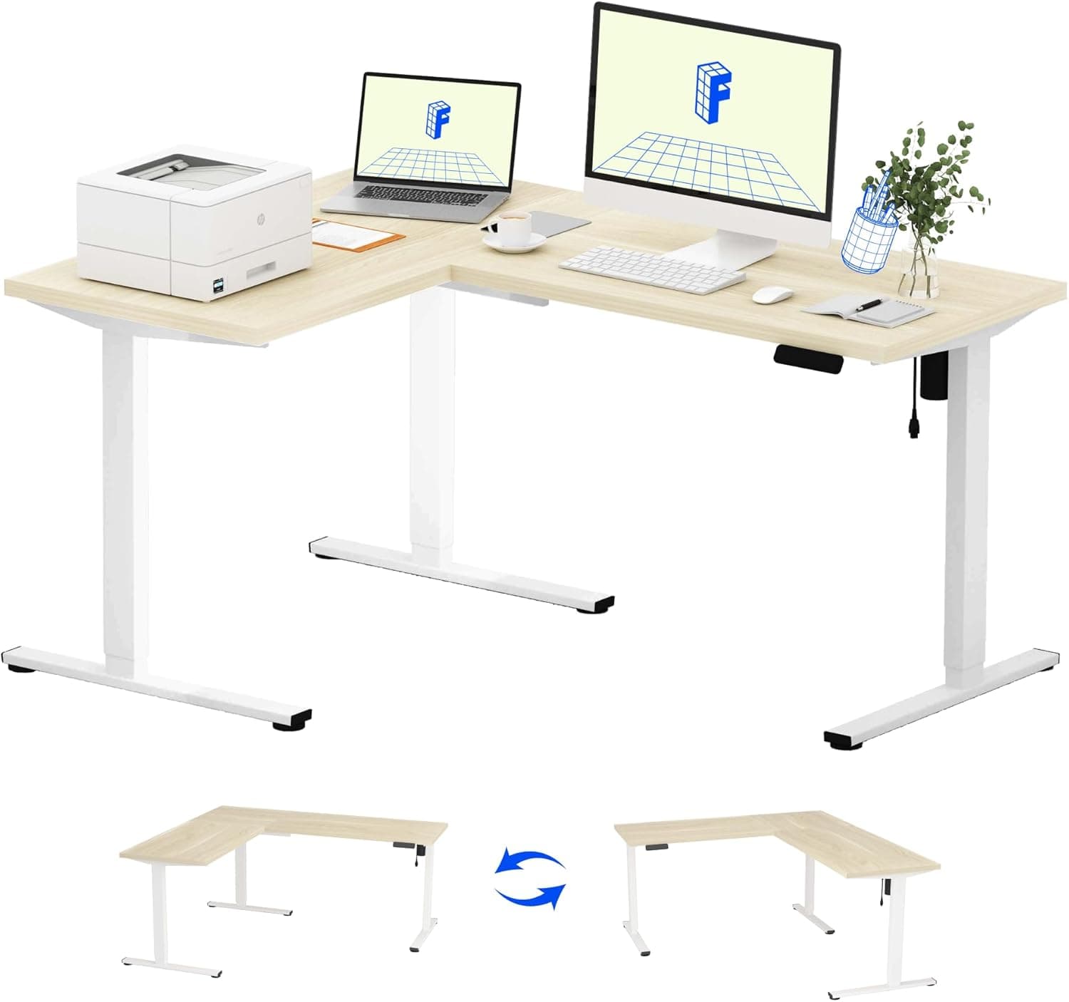 FLEXISPOT E1L Electric L-Shaped Standing Desk